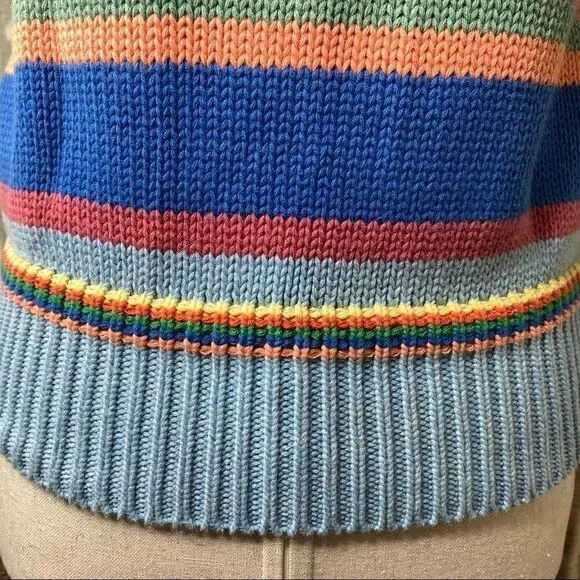 Polo Ralph Lauren Sky Blue Sun Bleached Multi Stripe Short Sleeve Sweater - Picture 6 of 16